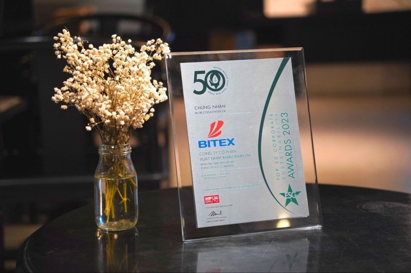 BITEX được vinh danh "Top 50 Doanh Nghiệp Phát Triển Bền Vững Tiêu Biểu 2023"