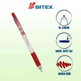 Bút bi Bitex B03 mực đỏ 0.5mm (12 cây/hộp)